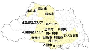 埼玉県の地図と主要対応エリア